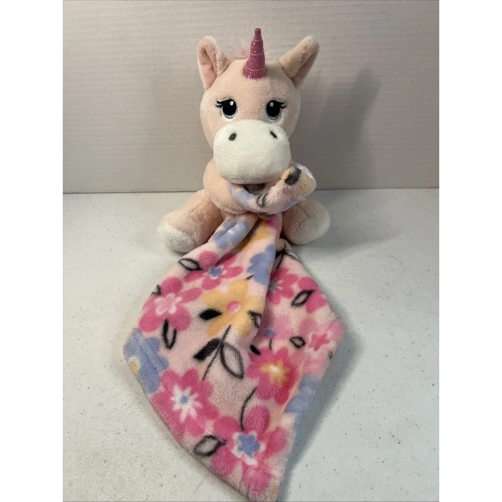 Little Beginnings Baby Unicorn Pink Floral Lovey Security Blanket Plush